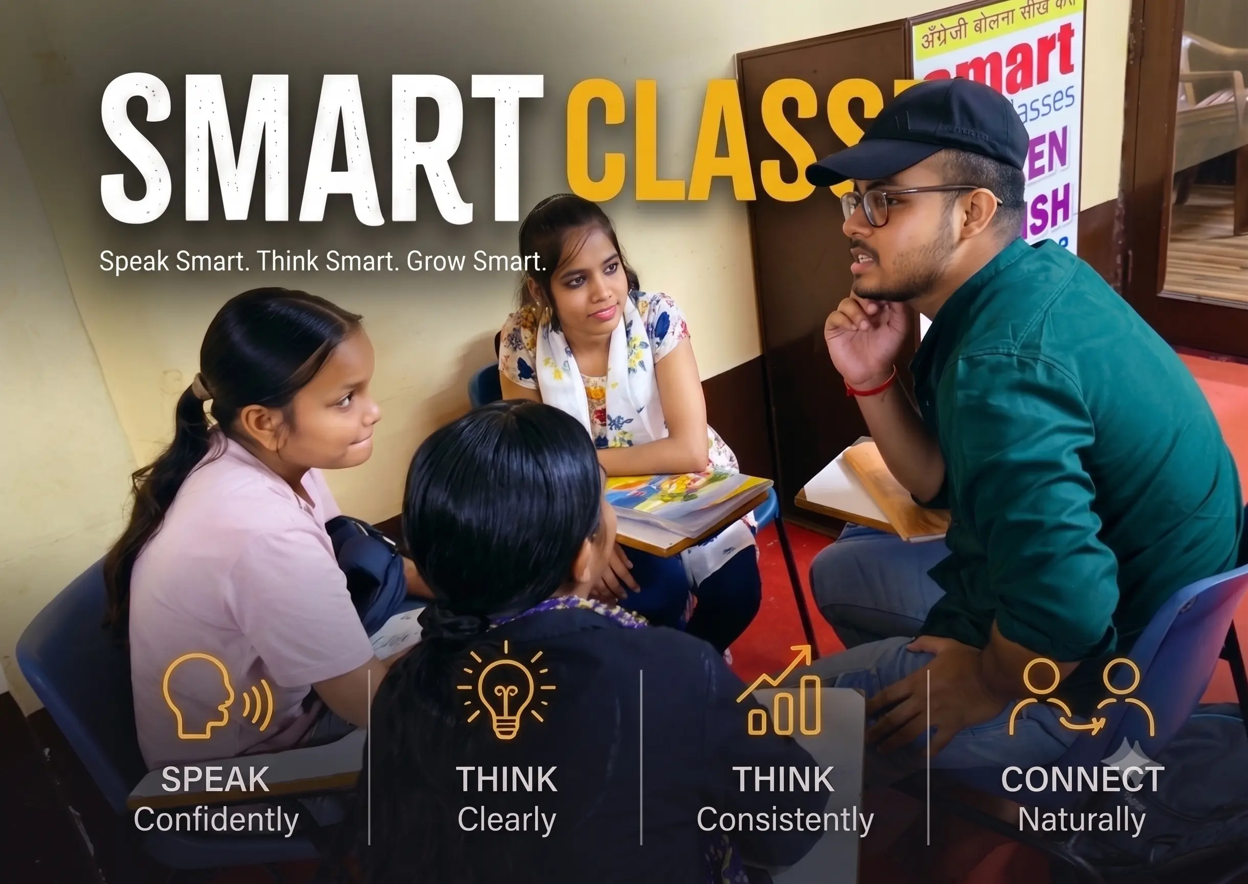 Students engaged in group discussion at Smart Classes Patna City